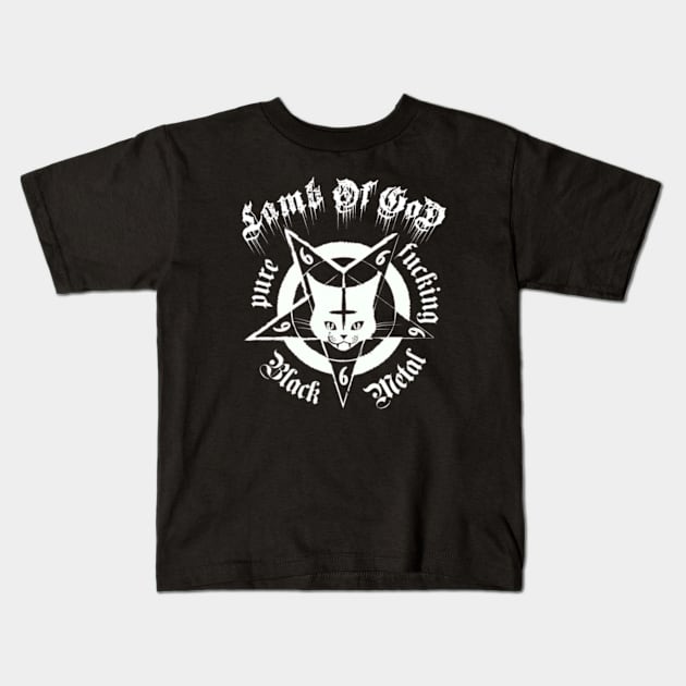 Cat metal lamb of god art Kids T-Shirt by alea crew